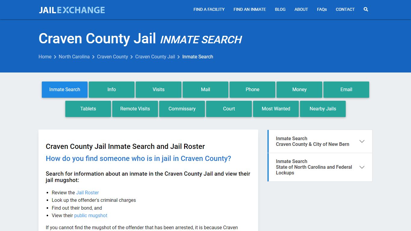 Inmate Search: Roster & Mugshots - Craven County Jail, NC